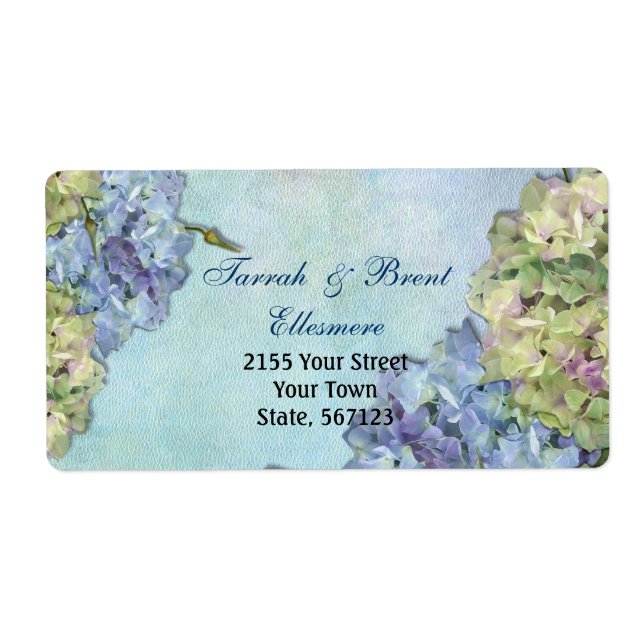 Wasserfarben-Hydrangea-Floral - Adressetikett (Vorne)