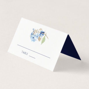 Wasserfarben Hydrangea Navy Platzkarte
