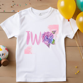 Wasserfarben-Hydrangea zwei Sekunden Geburtstag Baby T-shirt