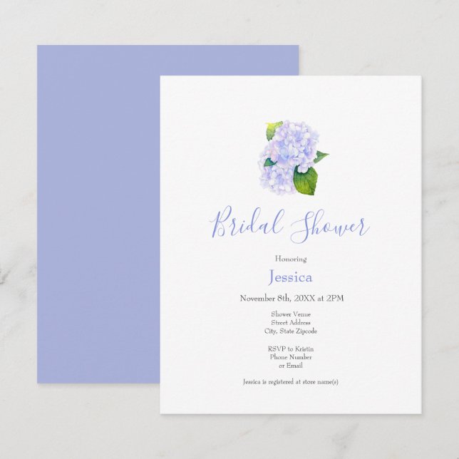 Wasserfarben-Hydrangeas-Einladung Einladung (Vorne/Hinten)