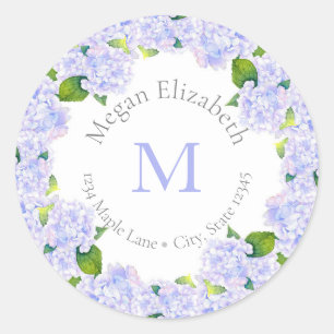 Wasserfarben-Hydrangeas-Marke Runder Aufkleber