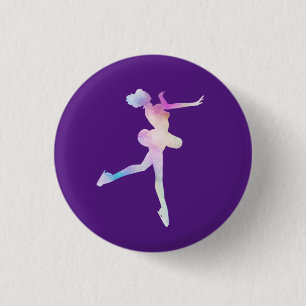 Wasserfarben Ice Skaten Girl Button