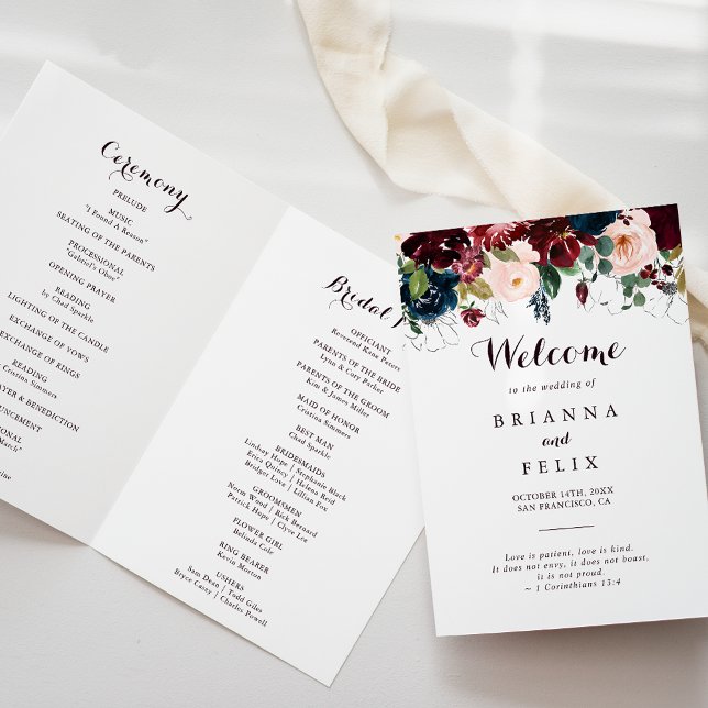 Wasserfarben Illustrierter Fall Blütenfalte Hochze Programm (Von Creator hochgeladen)