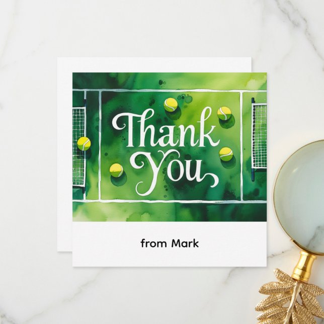 Wasserfarben im Tennisstil Dankeskarte (Vorderseite/Rückseite Beispiel)