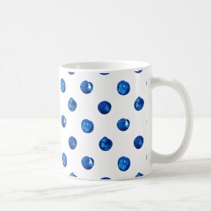 Wasserfarben-Indigoblau-Polka-Punktmuster Kaffeetasse