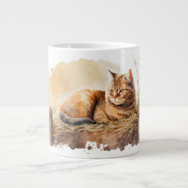 Wasserfarben-Ingwer-Katze auf Hay Jumbo-Tasse