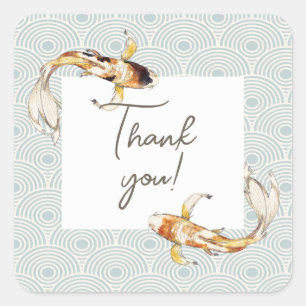 Wasserfarben-Japan-Koi-Fisch-Dankeschön-Aufkleber Quadratischer Aufkleber