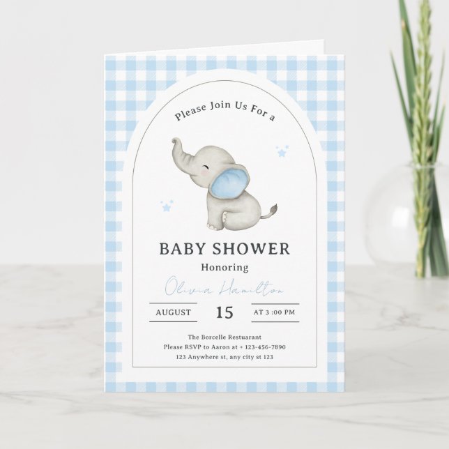 Wasserfarben-Junge-Baby-Shower-Torbogen Einladung (Vorderseite)
