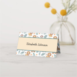 Wasserfarben Jungle Safari Tiere Tropische Blätter Platzkarte