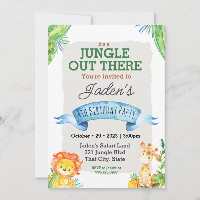 Wasserfarben Jungtier zum Geburtstag Einladung (Vorderseite)