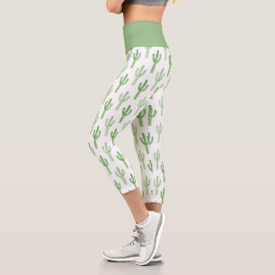 Wasserfarben-Kakteen-Muster Capri Leggings