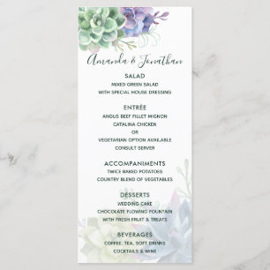 Wasserfarben-Kakteen Succulents Wedding Menu Menükarte