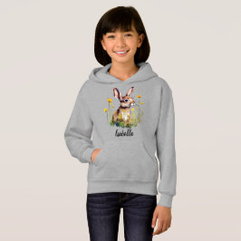 Wasserfarben-Kaninchen zwischen Gelbblumen Hoodie