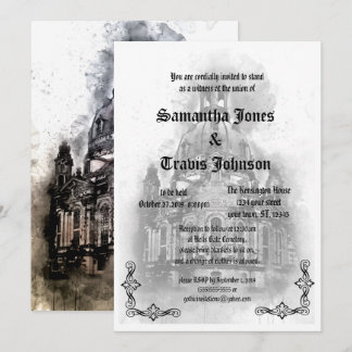 Wasserfarben Kathedrale Goth Hochzeit Einladungen