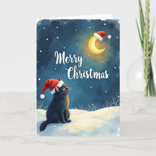 Wasserfarben-Katze-Weihnachtskarte Karte