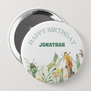 Wasserfarben-Kinder-Insekt-Geburtstag Button