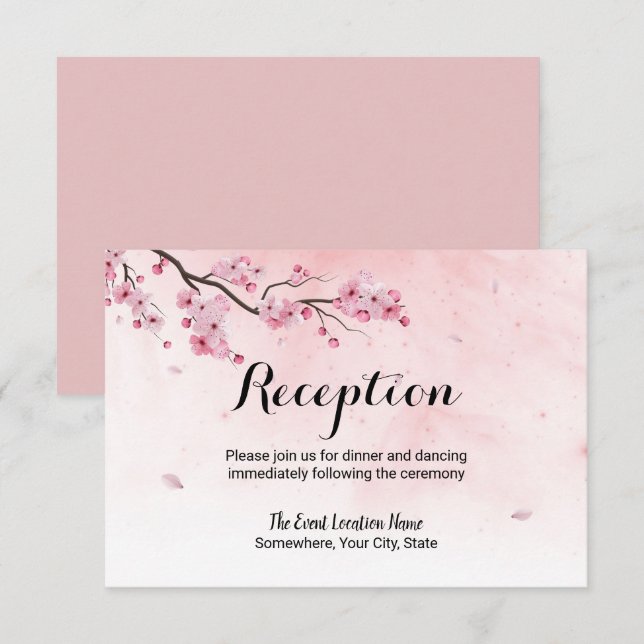 Wasserfarben-Kirschblossom Hochzeitsempfang Einladung (Vorne/Hinten)