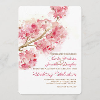 Wasserfarben-Kirschblüten Einladung Hochzeit