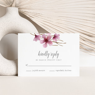 Wasserfarben-Kirschblüten Hochzeit RSVP Karte