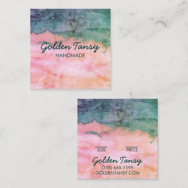 Wasserfarben Kleidung Schmuck Preis Größe Hängemar Quadratische Visitenkarte (Vorne/Hinten)