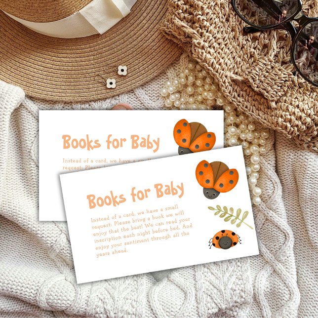 Wasserfarben kleine Ladybug Bücher für Babydusche Begleitkarte (Watercolor Little Ladybug Books For Baby Shower Enclosure Card)