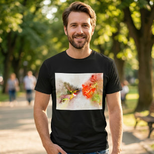 Wasserfarben Kolibri beim Fressen auf einer lebend T-Shirt