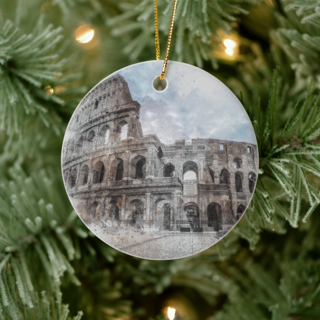 Wasserfarben-Kolosseum Rom Italien Geschenk Keramik Ornament (Baum)