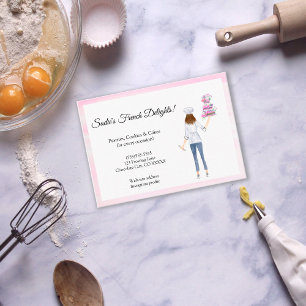 Wasserfarben-Konditor mit Hochzeitstorte Visitenkarte