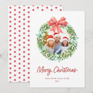 Wasserfarben-Kranz Frohe Weihnachten mit Foto-Name