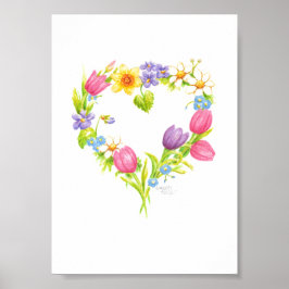 Wasserfarben-Kreideposter Blume 5 x 7 Poster