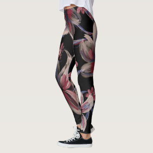 Wasserfarben-Krimson auf schwarz Leggings