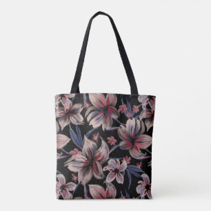 Wasserfarben Krimson Floral auf schwarz