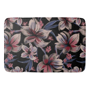 Wasserfarben Krimson Floral auf schwarz Badematte