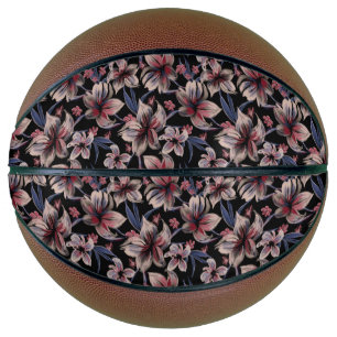 Wasserfarben Krimson Floral auf schwarz Basketball