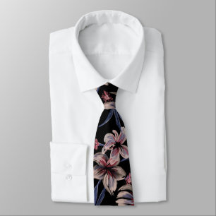 Wasserfarben Krimson Floral auf schwarz Krawatte