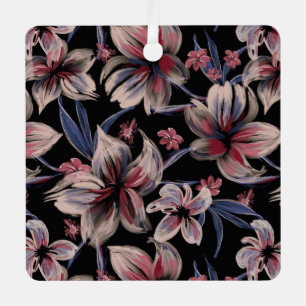 Wasserfarben Krimson Floral auf schwarz Ornament Aus Metall