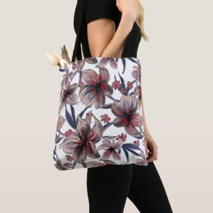 Wasserfarben Krimson Floral auf Weiß
