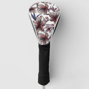 Wasserfarben Krimson Floral auf Weiß Golf Headcover