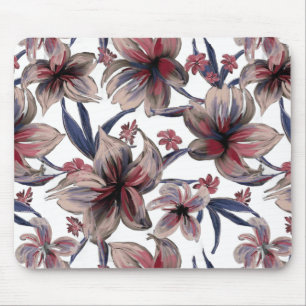 Wasserfarben Krimson Floral auf Weiß Mousepad