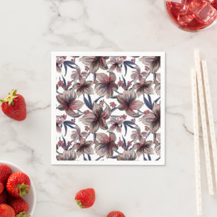 Wasserfarben Krimson Floral auf Weiß Serviette