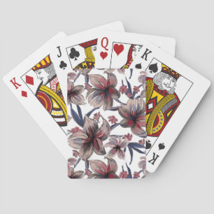 Wasserfarben Krimson Floral auf Weiß Spielkarten
