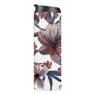 Wasserfarben Krimson Floral auf Weiß Thermosbecher