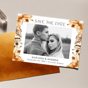 Wasserfarben Kristalle Orangefarbenes Foto Save The Date