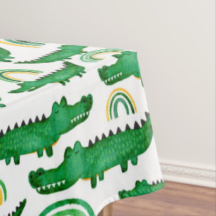 Wasserfarben-Krokodil-Alligator-Regenbogen  Tischdecke