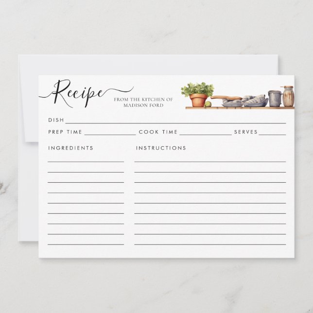 Wasserfarben Küchenschelf Polster Utensipe Karte (Vorderseite)