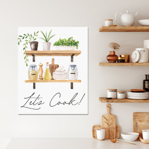 Wasserfarben Küchenutensilien und Haushaltspflanze Leinwanddruck