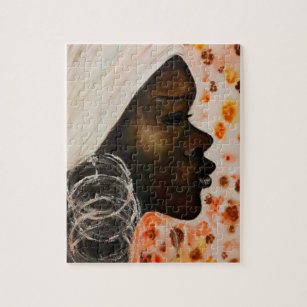 Wasserfarben Kunst - Afrikanische Schönheit - Frau Puzzle