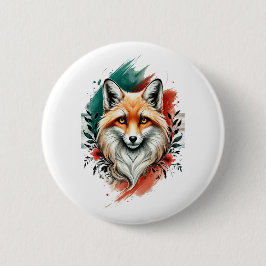 Wasserfarben Kunst - Eleganter Mystic Fox Button