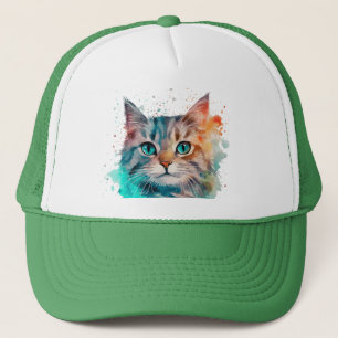 Wasserfarben-Kunstkatze Truckerkappe