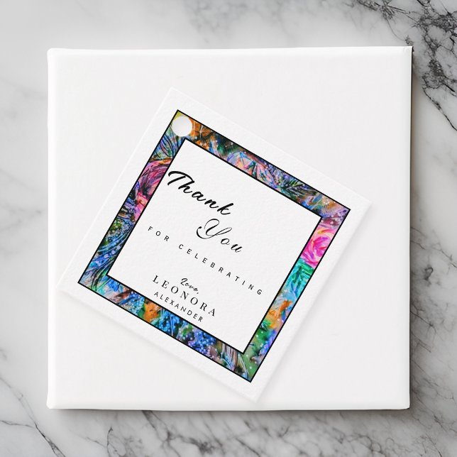 Wasserfarben Künstlerische Blume Danke zum Geburts Geschenkanhänger (Von Creator hochgeladen)